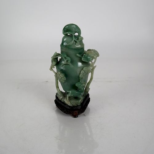 CHINESE MOTTLED GREEN JADE COVERED 3883ea