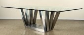 WAVE FORM CHROME BASE DINING TABLE GLASS