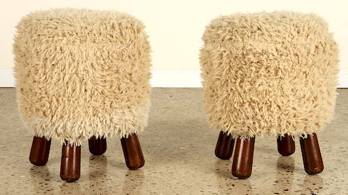 PAIR FUZZY STOOLS MANNER OF JEAN 38b009
