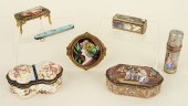 7 FRENCH ENAMELED DRESSING TABLE ARTICLESA