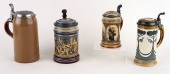 FOUR MARKED GERMAN METTLACH PORCELAIN