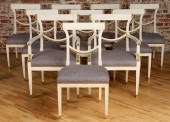 SET 10 PAINTED JANSEN DINING ROOM CHAIRS