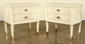 PAIR 2 DRAWER PARCHMET END TABLES ADNET