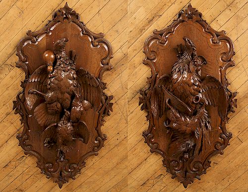 PAIR BLACK FOREST CARVED WALNUT 38c1e5