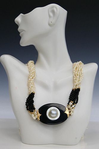 CHINESE BAROQUE PEARL ONYX 14KT 38c22b
