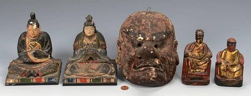 ASIAN CARVED PAINTED ITEMS 5 389d21