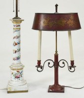 TWO LAMPS PAINTED TOLEWARE AND 389f59