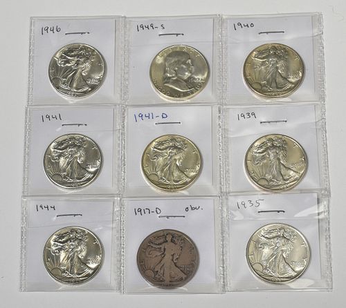 8 WALKING LIBERTY HALVES WITH 1 389f76