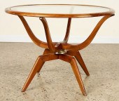 MAHOGANY GLASS COFFEE TABLE SPIDER FORM