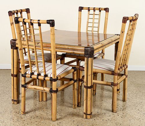 FRENCH BAMBOO TABLE AND FOUR CHAIRS 389fca