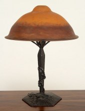 SIGNED FRENCH TABLE LAMP HAND HAMMERED 38a015