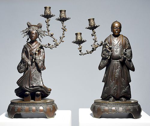 PAIR OF MEIJI PERIOD JAPANESE FIGURAL 38a11a