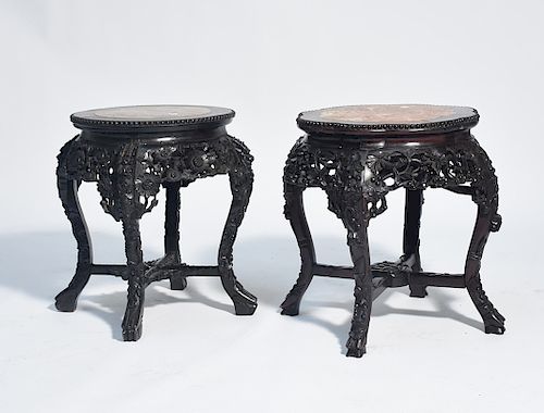 TWO 19TH C CHINESE CARVED ROSEWOOD 38a11c