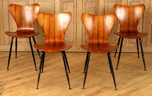 SET 4 LAMINATED ROSEWOOD SIDE CHAIRS 38a37c