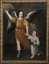 OIL ON CANVAS, THE GUARDIAN ANGEL19th