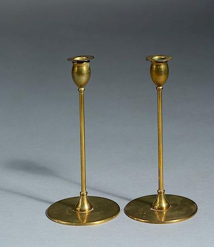 PAIR OF BRONZE CANDLESTICKS SIGNED