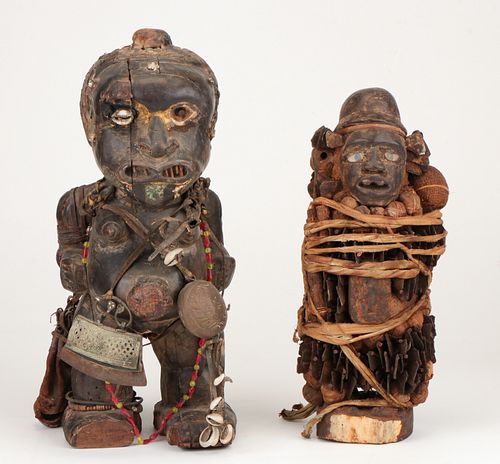 TWO AFRICAN CARVED WOOD POWER FIGURESTwo 38aa93
