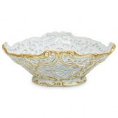 HEREND PORCELAIN OVAL RETICULATED BOWLDESCRIPTION: