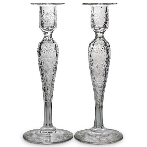  2 PC PAIRPOINT GLASS CANDLE HOLDERSDESCRIPTION  38d5a2