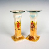 PAIR OF ROYAL DOULTON CANDLE HOLDERS,