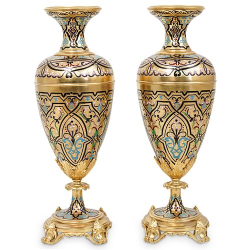 PAIR OF FRENCH CHAMPLEVE ENAMEL 38d75d