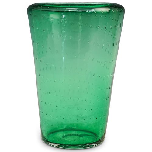 MID CENTURY GREEN GLASS VASEDESCRIPTION  38e36d