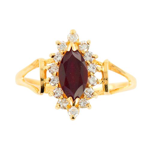 MARQUISE CUT RED GARNET SURROUNDED