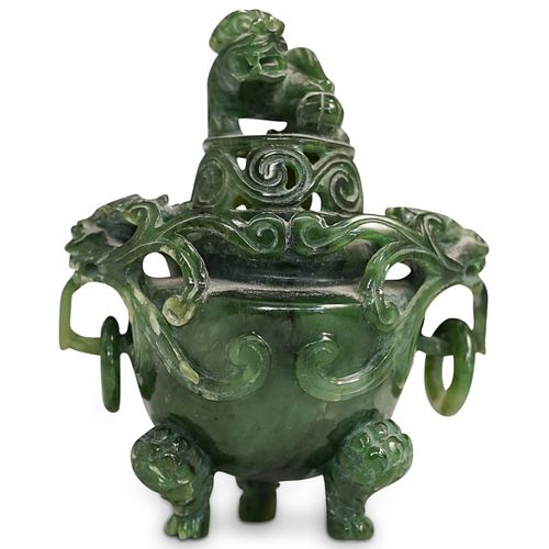 19TH CENT CHINESE CARVED GREEN 38e618