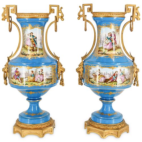 PAIR OF SEVRES FRENCH BRONZE MOUNTED 38c549