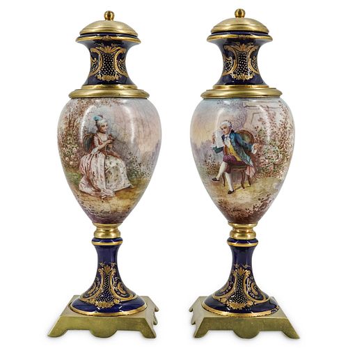  2 PC ANTIQUE FRENCH SEVRES STYLE 38c54a
