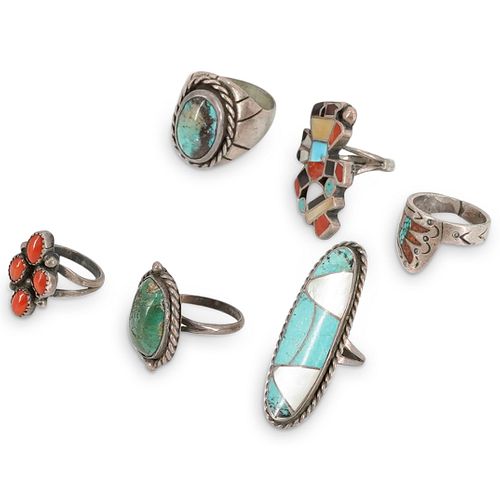  6 PC NAVAJO SIGNED STERLING SILVER 38c838