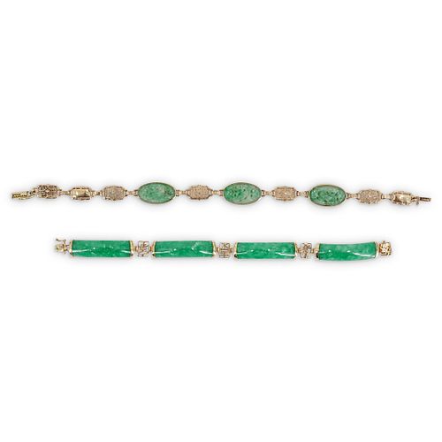  2 PC CHINESE 14K GOLD AND JADE 38c981