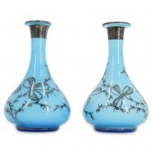 (2 PC) BLUE SILVER OVERLAY PORCELAIN
