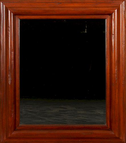 CARVED MAHOGANY MIRROR LABELED 38cae1