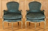 PAIR FRENCH LOUIS XV STYLE BERGERE CHAIRS