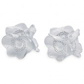 PAIR OF LALIQUE ANEMONE CRYSTAL CANDLE