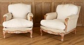 PAIR FRENCH LOUIS XV STYLE BERGERE CHAIRS