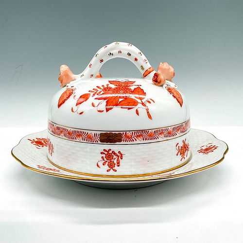 HEREND PORCELAIN BUTTER DISH RUST 38fbee