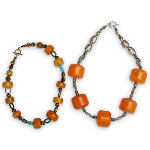  2 PC PAIR OF AMBER BEADED NECKLACESDESCRIPTION  38ffcf