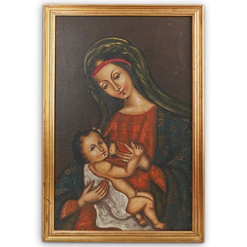 19TH CENT MADONNA AND CHILD OIL 39005d