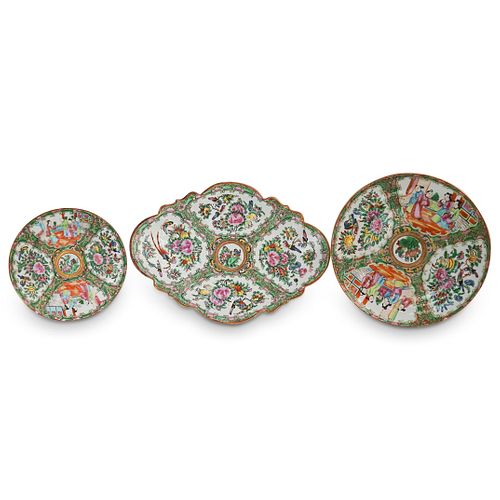  3PC CHINESE ROSE MEDALLION PORCELAIN 3900a6