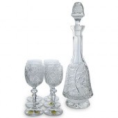  7 PC BOHEMIAN CRYSTAL GLASS DECANTER 3903a8