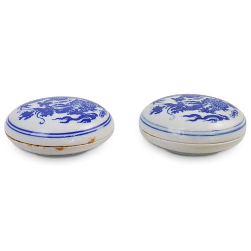  2 PC CHINESE CERAMIC INK BOXESDESCRIPTION  39043d