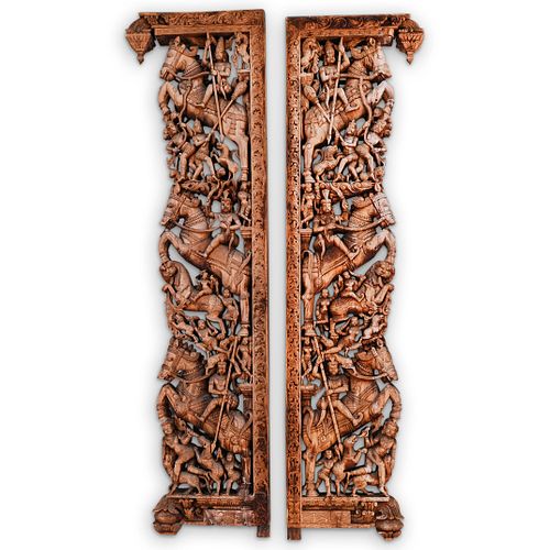 INDIAN CARVED RELIEF WOODEN PANELSDESCRIPTION  39061f