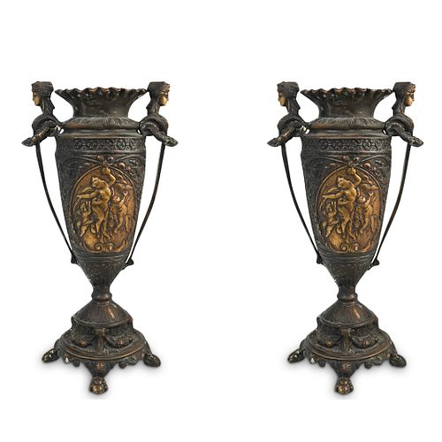 PAIR OF ANTIQUE FRENCH BRONZE VASESDESCRIPTION  39074b