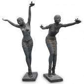 PAIR OF CHIPARUS STYLE GARDEN STATUESDESCRIPTION: