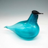 MUURLA ART GLASS FIGURINE, BLUE BIRDSleek,
