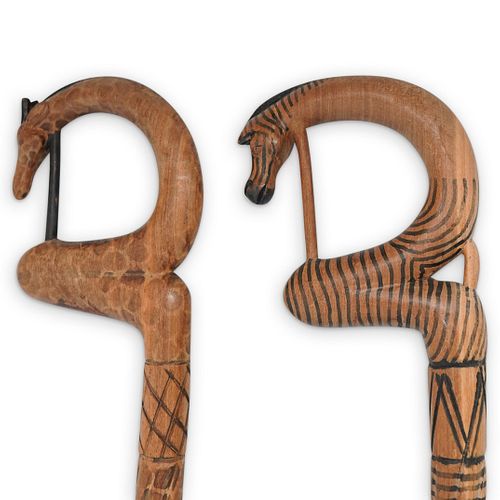 PAIR OF AFRICAN CARVED WALKING 38ee0e
