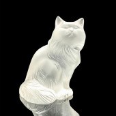 LALIQUE CRYSTAL FIGURINE SEATED CAT