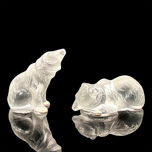 2PC LALIQUE CRYSTAL FIGURES, BEARS